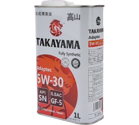 Моторное масло TAKAYAMA Adaptec SAE 5W30, ILSAC GF 5, API SN, 1 л 605584