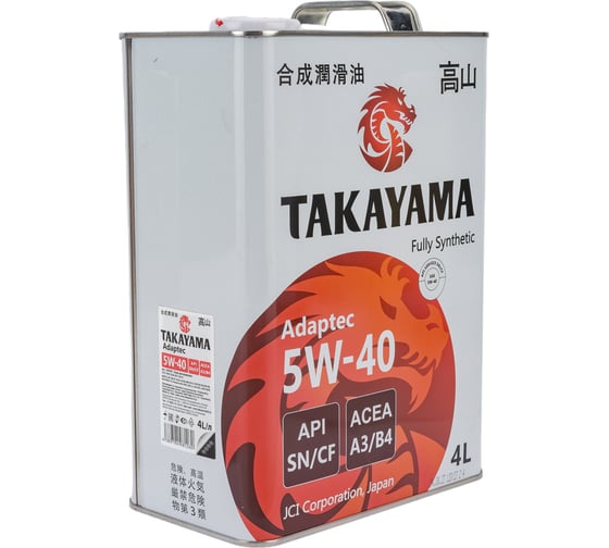 Моторное масло TAKAYAMA Adaptec SAE 5W40, API SN/CF, 4 л 605587