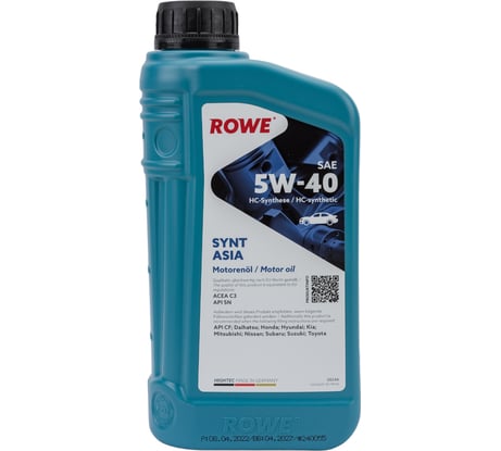 НС-синтетическое моторное масло Rowe HIGHTEC SYNT ASIA SAE 5W-40 20246-0010-99