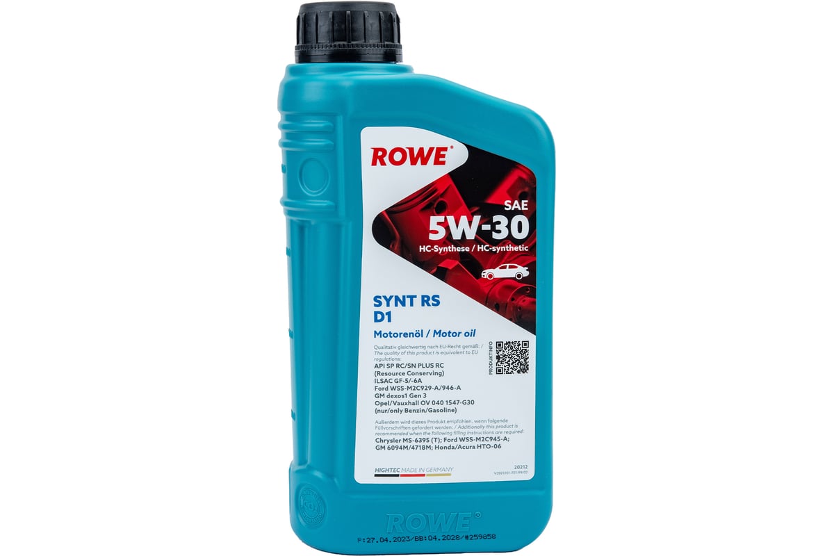 Моторное НС синтетическое масло Rowe HIGHTEC SYNT RS D1 SAE 5W-30  20212-0010-99 - выгодная цена, отзывы, характеристики, фото - купить в  Москве и РФ