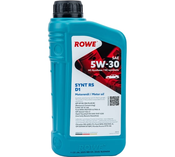 Моторное НС синтетическое масло Rowe HIGHTEC SYNT RS D1 SAE 5W-30 20212-0010-99 1