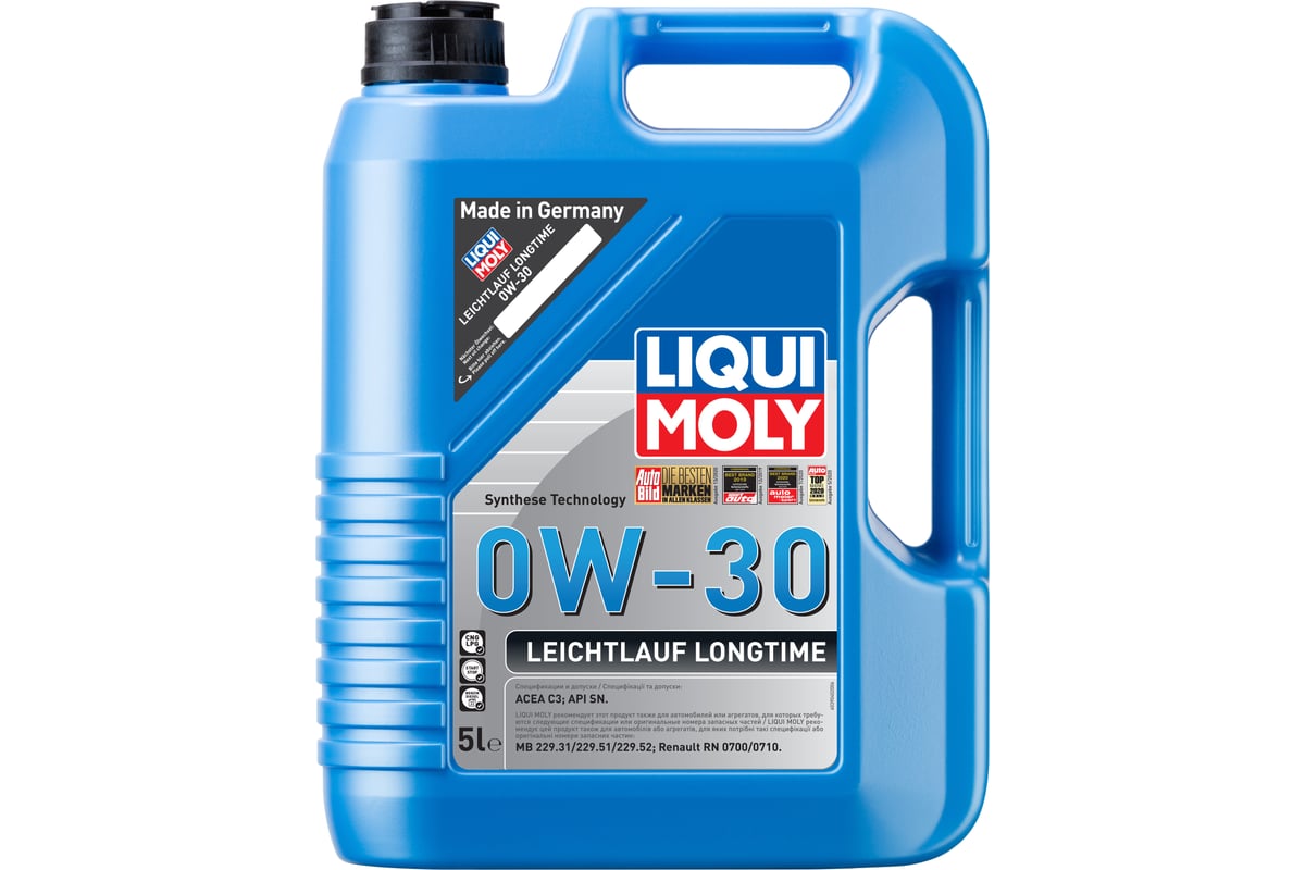 НС-синтетическое моторное масло LIQUI MOLY Leichtlauf Longtime 0W-30 SN C3  5л 39040 - выгодная цена, отзывы, характеристики, фото - купить в Москве и  РФ