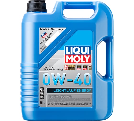 НС-синтетическое мотороное масло LIQUI MOLY Leiсhtlauf Energy 0W-40 SN A3/B4 5л 39036 1