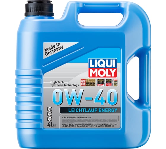 НС-синтетическое мотороное масло LIQUI MOLY Leiсhtlauf Energy 0W-40 SN A3/B4 4л 39035 1