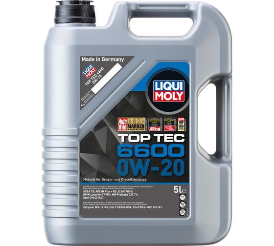НС-синтетическое моторное масло LIQUI MOLY Top Tec 6600 0W-20 SN Plus + RC C5 GF-5 5л 21411 1