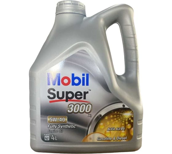Моторное масло Mobil Super 3000 X1 синтетическое, класс вязкости 5W-40, 4 л 150546, 152566