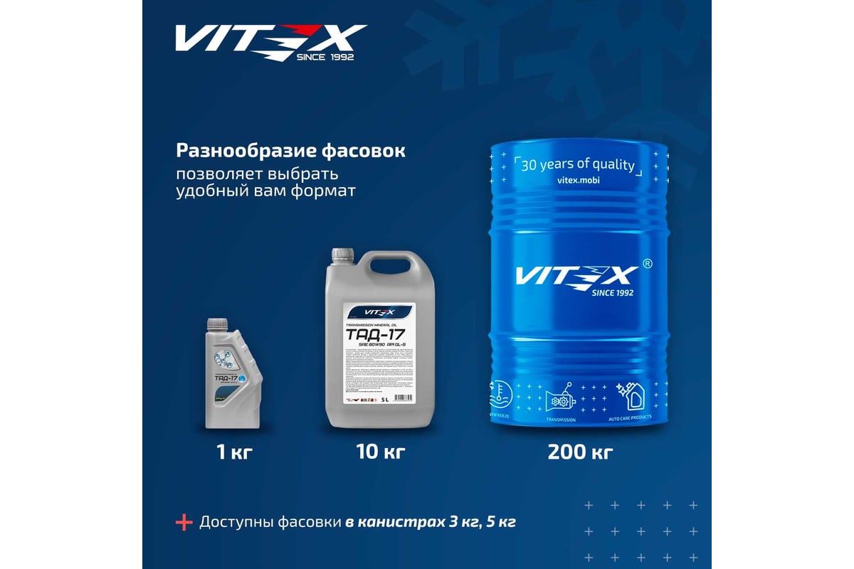 Масло трансмиссионное 80W90 мин. API GL-5 (4л) (VITEX)