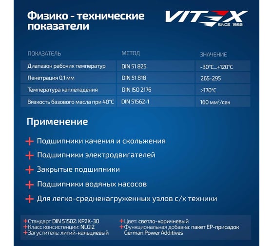 Смазка универсальная VITEX Multy Grease желтая в тубе 400 гр V904318