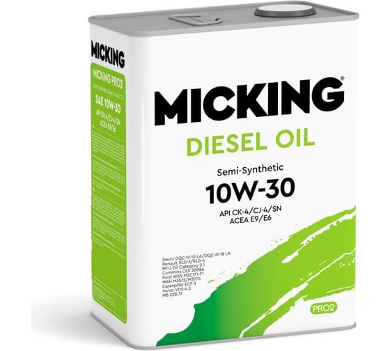 Моторное масло Micking Diesel Oil PRO2 10W-30 полусинтетическое API CK-4/CJ-4/SN для дизельных двигателей 6 л. М1207 M1207