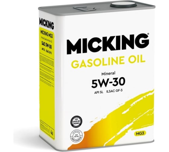Моторное масло Micking Gasoline Oil MG3 5W-30 минеральное API SL для бензиновых двигателей 4 л M2162