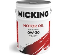 Моторное масло Micking Motor Oil EVO1 0W-30 синтетическое API SP ACEA C2 для бензиновых и дизельных двигателей 20 л M2124