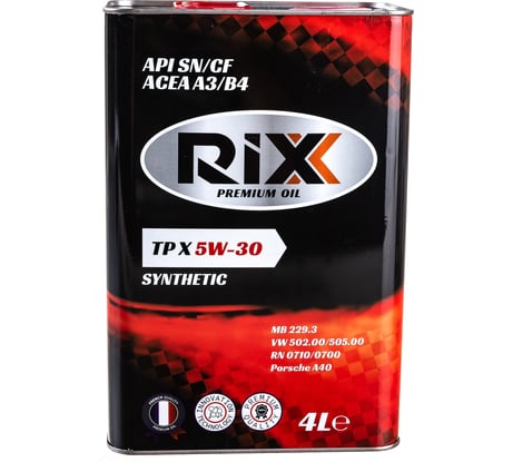 Моторное масло RIXX синт TP X 5W-30 SN/CF А3/В4 4л RX0012TPX