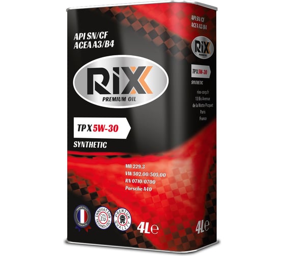 Моторное масло RIXX синт TP X 5W-30 SN/CF А3/В4 4л RX0012TPX
