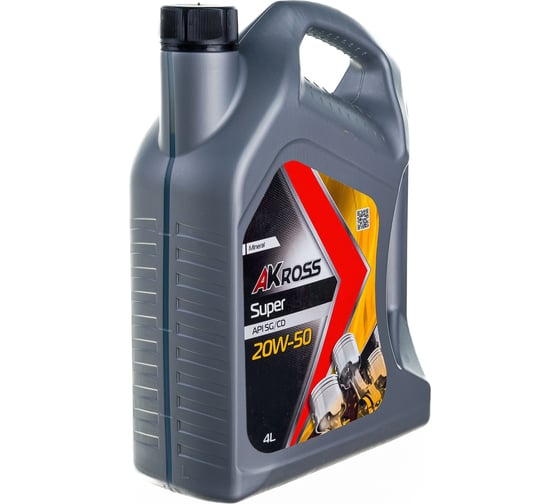 Моторное масло AKross SUPER минеральное, 20W-50, SG/CD, 4 л AKS0002MOM
