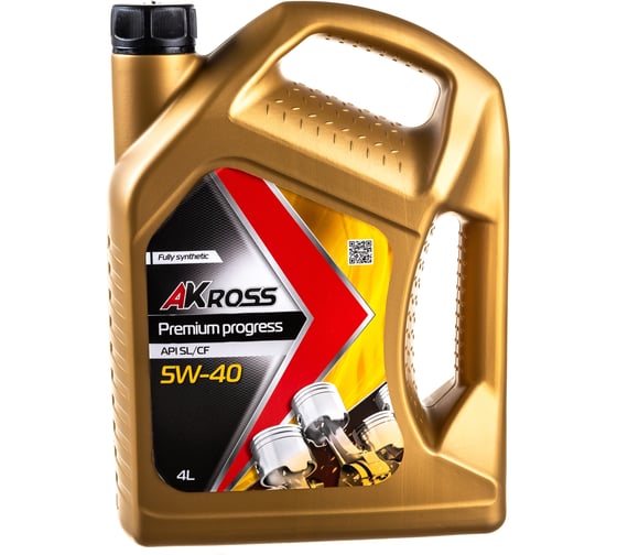 Моторное масло AKross PREMIUM PROGRESS синтетическое, 5W-40, SL/CF, 4 л AKS0013MOF