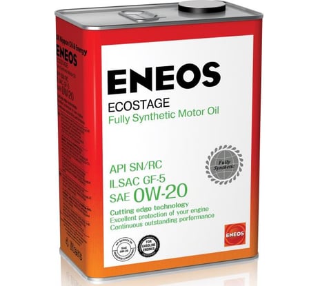 Моторное масло ENEOS Ecostage 100 Synt. SN 0W20 4л 8801252022022