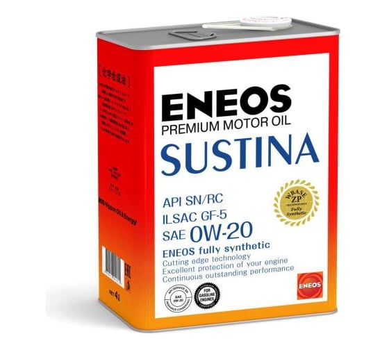 Моторное масло ENEOS SUSTINA SN 0W-20 4л 4943589134628 1