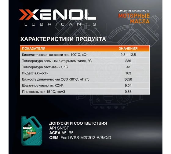 Моторное масло Xenol ELITE MULTI FD 5W-30 SN/CF 5L POXEMFD530SNCF3