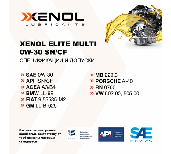 Моторное масло Xenol ELITE MULTI 0W-30 SN/CF 4L POXEM030SNCF2