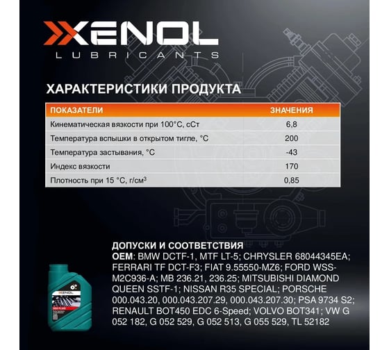 Трансмиссионное масло Xenol DSG FLUID 1L TOXDSGF1