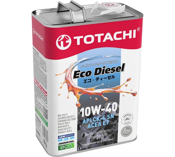 Моторное масло TOTACHI Eco Diesel Semi-Synthetic CI-4/SL, 10W-40, 4 л 11204 1