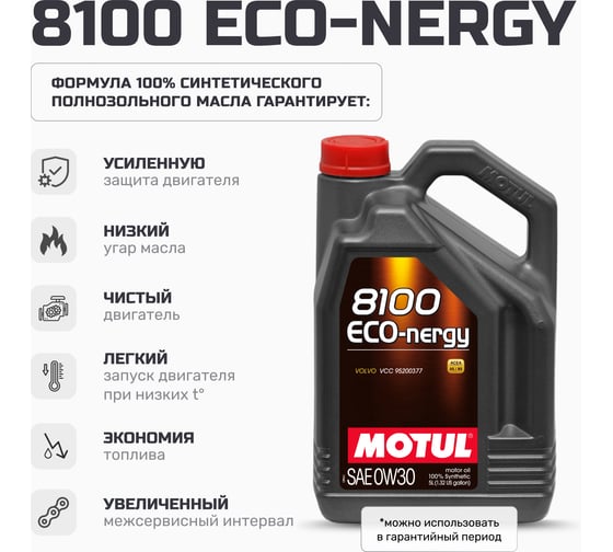 Моторное масло MOTUL 8100 Eco-nergy 0W30 5 л. 113555