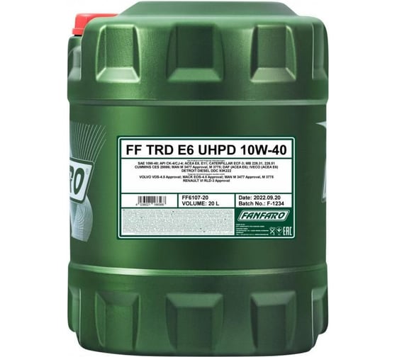 Синтетическое моторное масло FANFARO TRD E6 UHPD 10W40 20 л FF6107-20-E