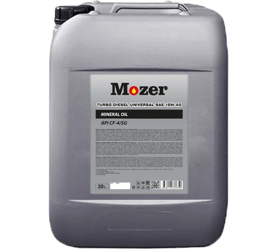 Моторное масло Mozer TURBO DIESEL UNIVERSAL SAE 15w-40 API СF-4/SG, канистра 20л 4639350