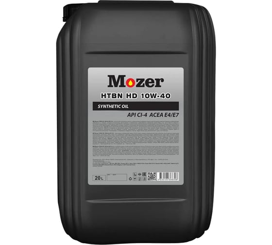 Моторное масло Mozer HTBN HD SAE 10w-40 API CI-4 E4/E7, канистра 20л 4638506 1