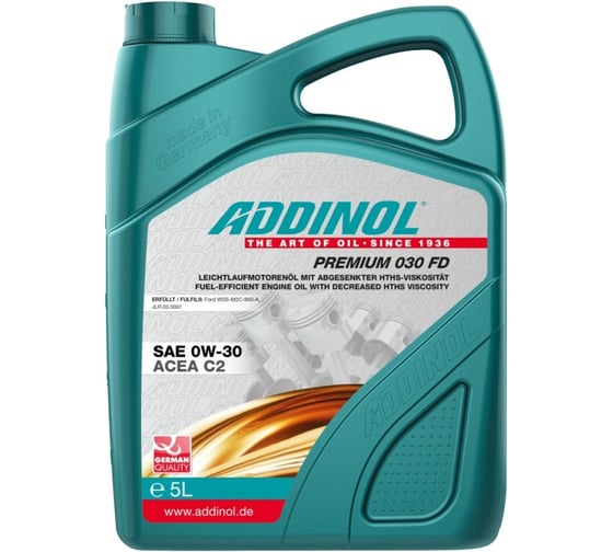 Моторное масло Addinol PREMIUM 030 FD синтетическое, 0W-30, 5л 72105481