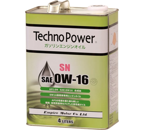 Моторное синтетическое масло Techno Power SN 0W16 4 литра TP-L4100
