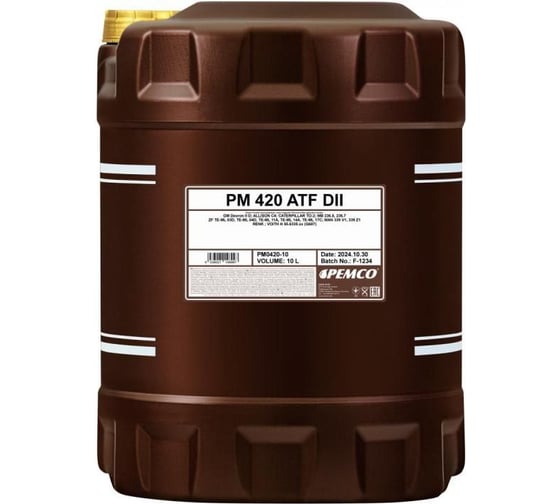 Минеральное трансмиссионное масло PEMCO 420 ATF D II 10 л PM0420-10-E