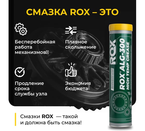 Смазка синтетическая высокотемпературная для пищевого оборудования ROX ALG-300 с пищевым допуском NSF H1, туба 370 г  R152
