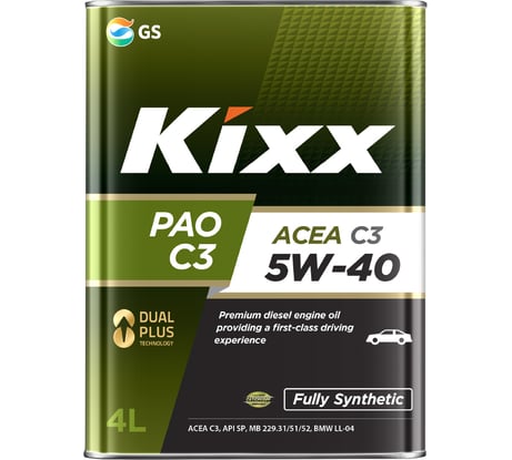 Моторное синтетическое масло KIXX PAO 5W40, API SP, ACEA C3 /4л L209244TE1