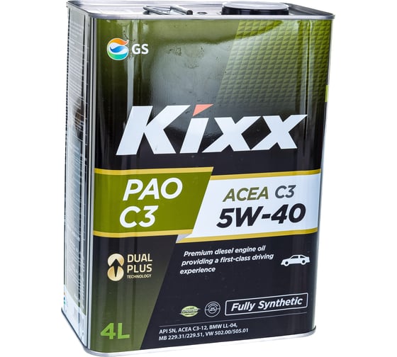 Моторное синтетическое масло KIXX PAO 5W40, API SP, ACEA C3 /4л L209244TE1