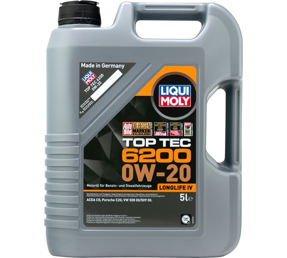 Синтетическое моторное масло LIQUI MOLY Top Tec 6200 0W-20 C5 (5л) 20781