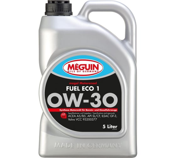 Синтетическое моторное масло MEGUIN Megol Motorenoel Fuel Eco 1 0W-30 SL/CF A5/B5 GF-3 (5л) 33039 1