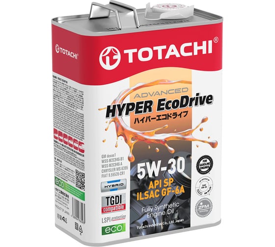 Масло моторное TOTACHI HYPER Ecodrive Fully Synthetic SP/GF-6A 5W-30 4л? фонарик E0304A