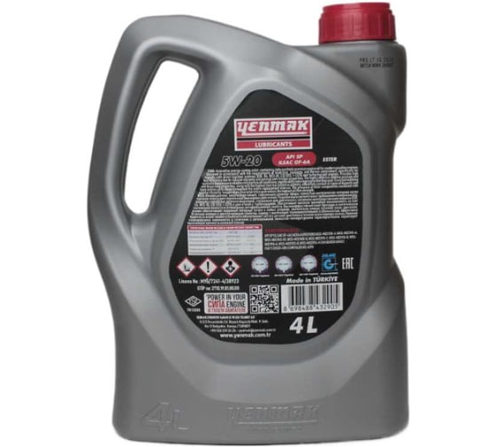 Масло моторное синтетическое YENMAK 5W20 ILSAC GF-6A | API SP | ACEA A3/B4 4L 28-05W 20-104 28-05W20-104