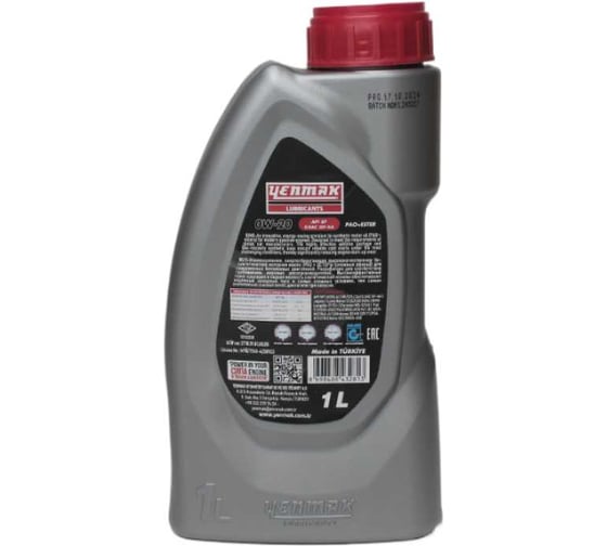 Масло моторное синтетическое Yenmak 0W20 ILSAC GF-6A | API SP | ACEA A1/B1 1L 28-00W 20- 201 28-00W20-201