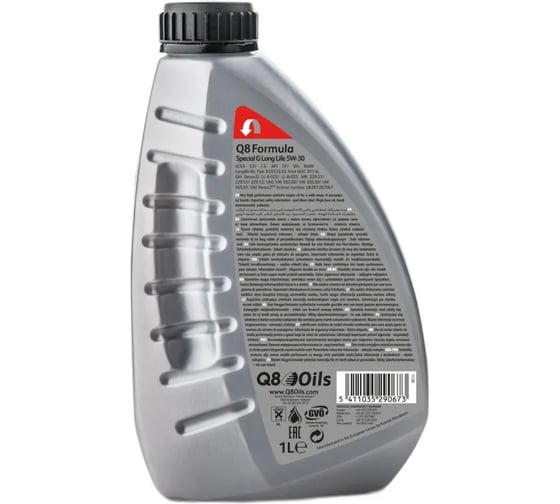 Моторное масло Q8 Q8Oils синтетическое, Formula Special G Long Life 5W-30, 1л, 101106401751