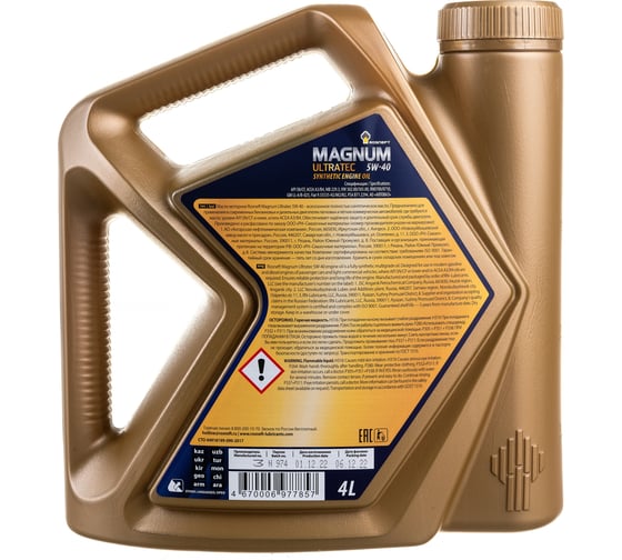 Моторное масло РОСНЕФТЬ Magnum Ultratec 5W-40 SN-CF синт. кан. 4 л 40815442
