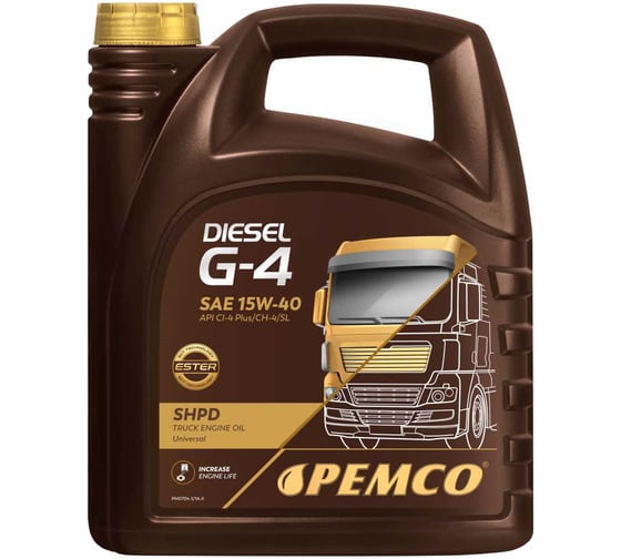 Минеральное моторное масло Pemco G-4 DIESEL SHPD 15W40 5 л. PM0704-5-E 1