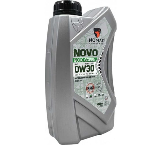 Масло моторное синтетическое для легковых а/м Nomad 1л, Novo 9000 Green SAE 0W30 ACEA C2 C3, API SP, SN PLUS, SN/CF 32378