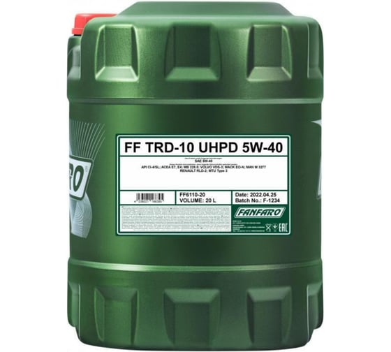 Синтетическое моторное масло Fanfaro TRD-10 UHPD 5W40 20 л. 5W-40 FF6110-20-E 1