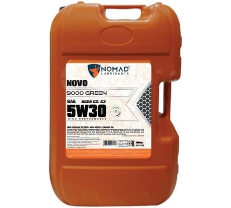 Масло моторное синтетическое для легковых а/м NOMAD Novo 9000 Green SAE 5W30 ACEA C2 C3, API SP, SN PLUS, SN/CF  20л 34995