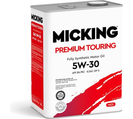 Масло моторное Micking PREMIUM TOURING MG1 5W-30 SN/RC synth. 4л OIL4070