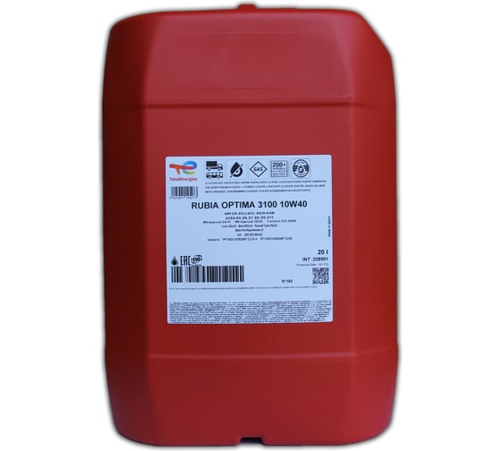 Моторное масло TOTAL Rubia Optima 3100 10W-40 (20л), 228901