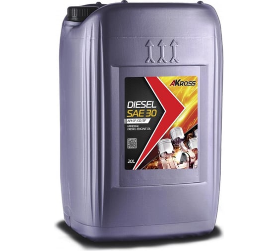 Масло моторное минеральное Akross SAE 30 CF/CD/SF 20л AKS0035MOM 1