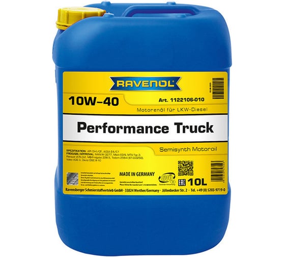 Моторное масло RAVENOL Performance Truck 10W-40 10 л 1122106-010-01-999